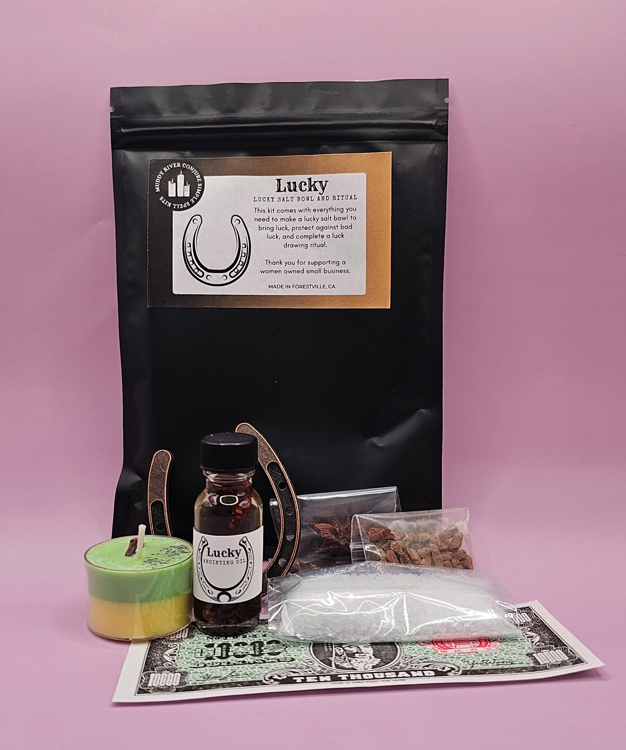 Lucky Ritual Kit, Spell Kit for Luck with lucky Horseshoe
