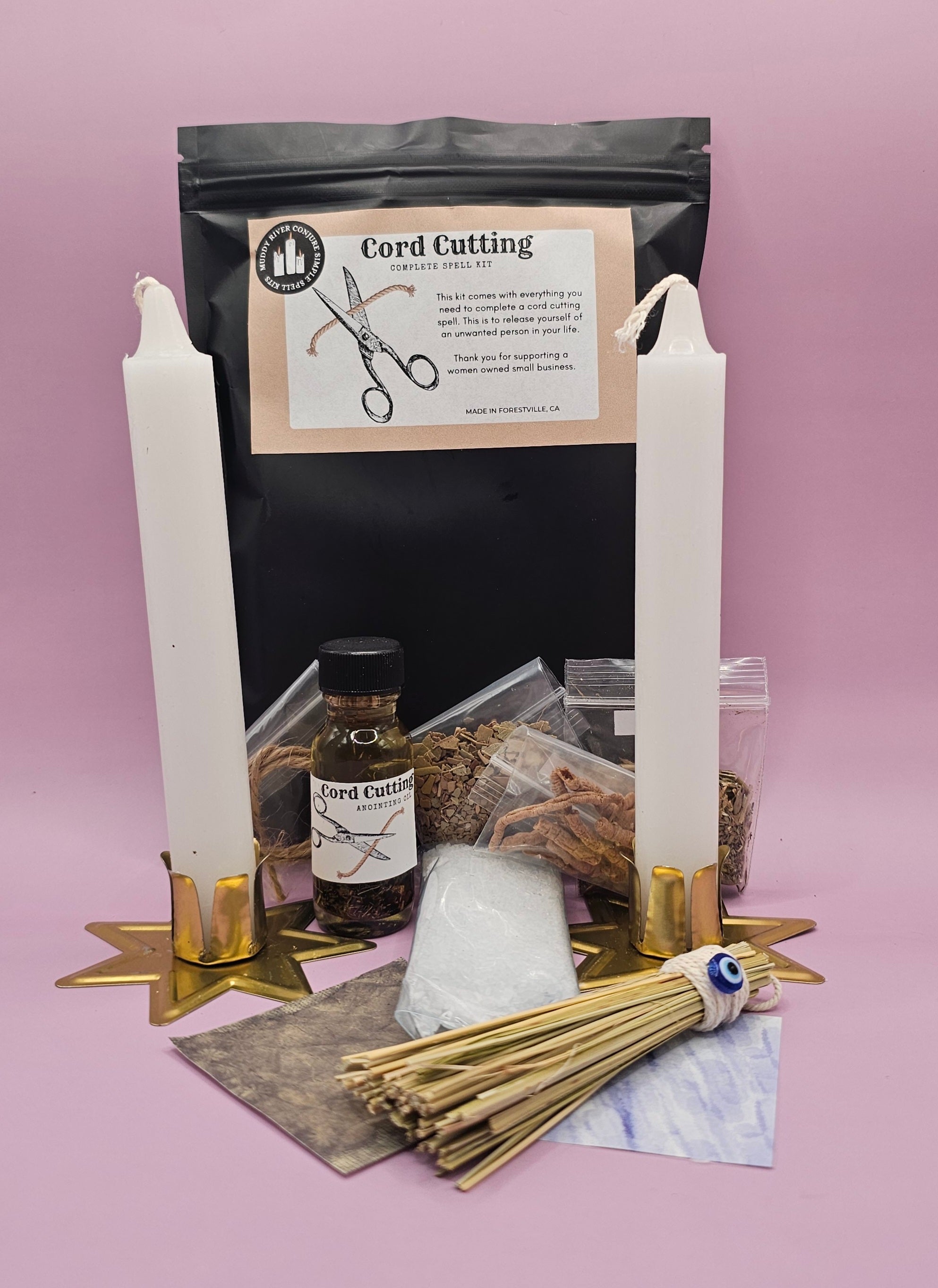 Cord Cutting Spell Kit, Complete Ritual Kit for Cutting Ties