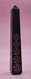 Black Agate Obelisk w/pentagram