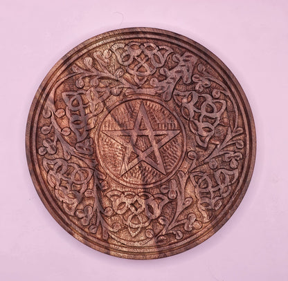 6" Wooden Pentagram Altar Tile