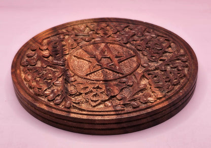 6" Wooden Pentagram Altar Tile